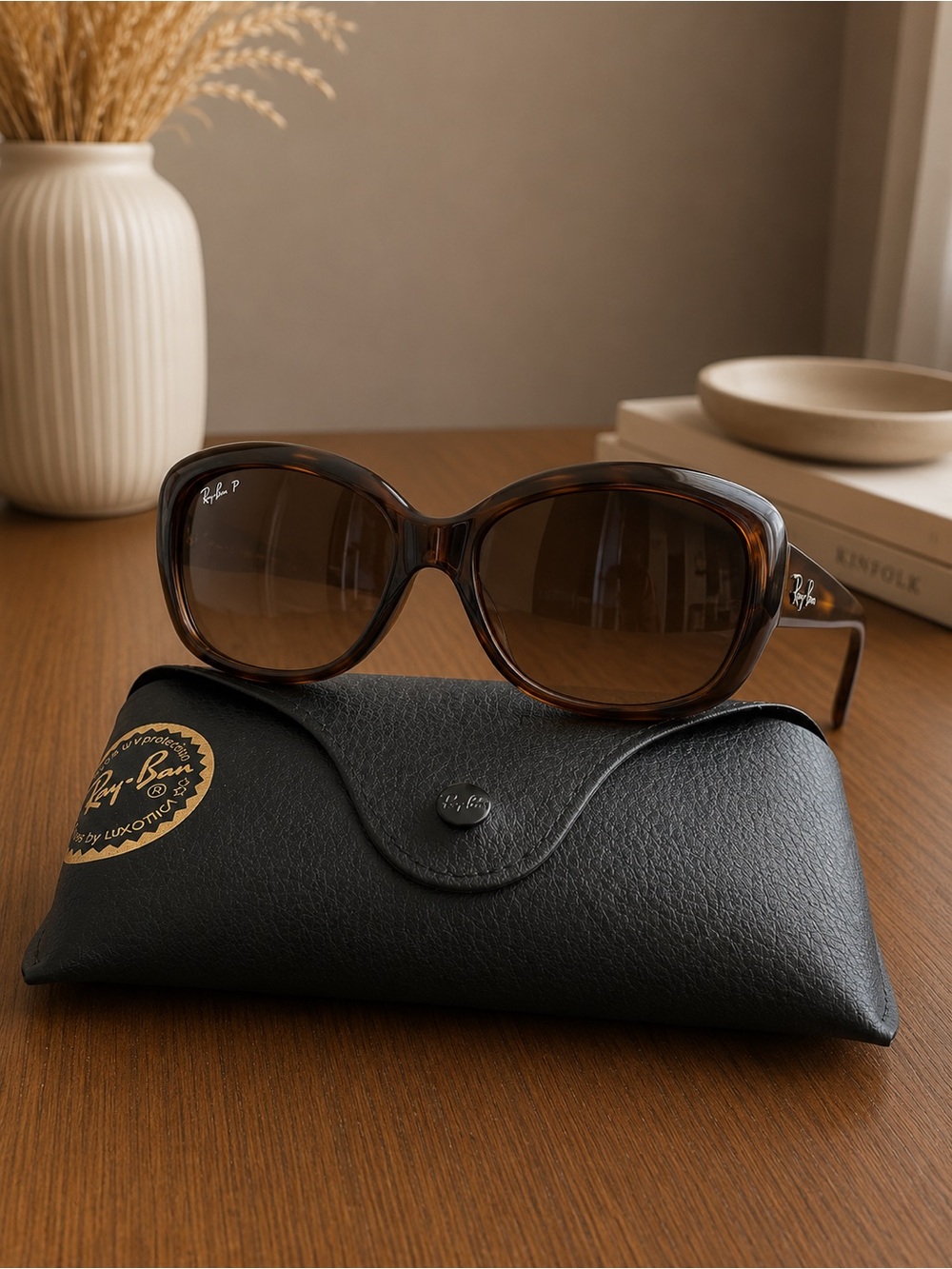 Ray-Ban Jackie Ohh Women's Brown Tortoiseshell Oversized Sunglasses Polarized